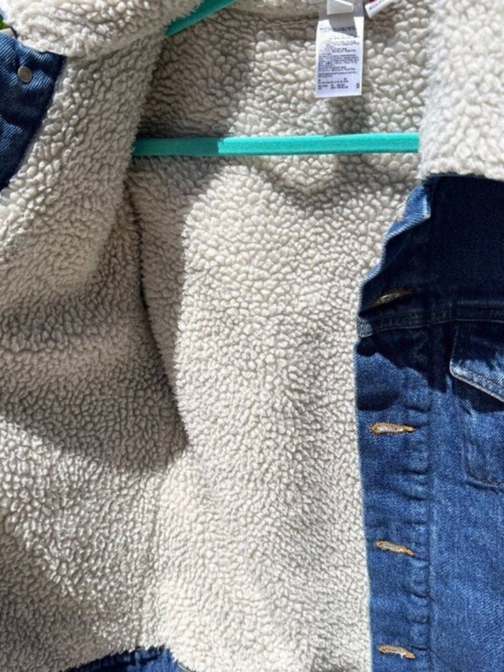 American Apparel Women's XS/S Oversized Sherpa Lined Jean Jacket Men's XS - Picture 4 of 10